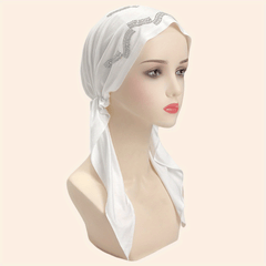 Wave Rhinestone Head Wrap Turban Pre-tied Headscarf Women Bonnet