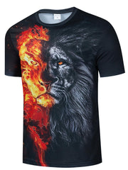 Men's 3D Lion Graphic T Shirt Stylish Summer Casual Tee