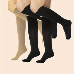 3 Pairs Solid Calf Socks Comfy Knee High Socks Women's Stockings