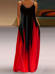 Women's Plus Ombre Print Maxi Dress With Pockets