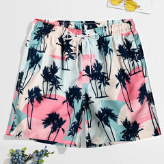 Men's Coconut Tree Double Layer Swimming Shorts Beach Pants