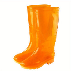 Orange Quick Drying Rain Boots Waterproof Non Slip Thickened PVC Casual Sneaker