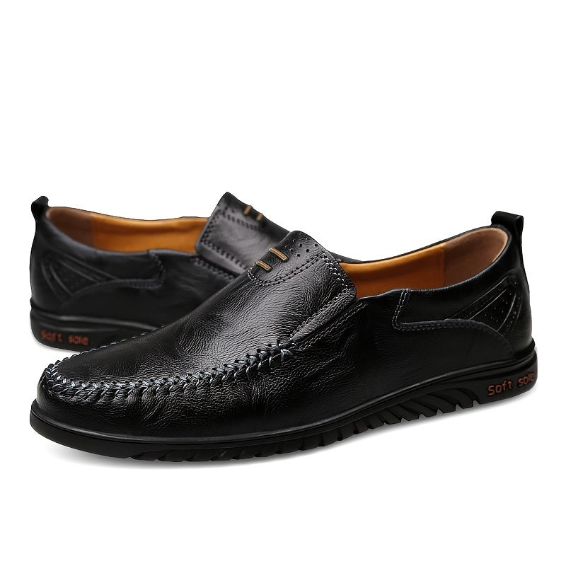 CLOHOO Customizable Leather Loafer Shoes Soft Sole Stitching Rubber Sole