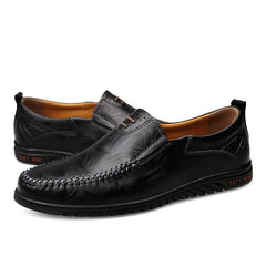 CLOHOO Customizable Leather Loafer Shoes Soft Sole Stitching Rubber Sole
