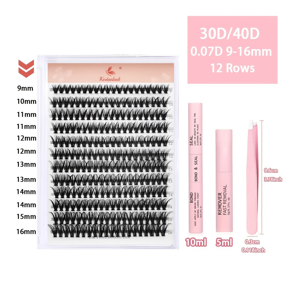 240pcs Cluster Lash Extensions Kit D Curling False Eyelashes Kit