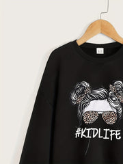 Kidlife Portrait Graphic Long Sleeve Sweatshirt Girls' Top