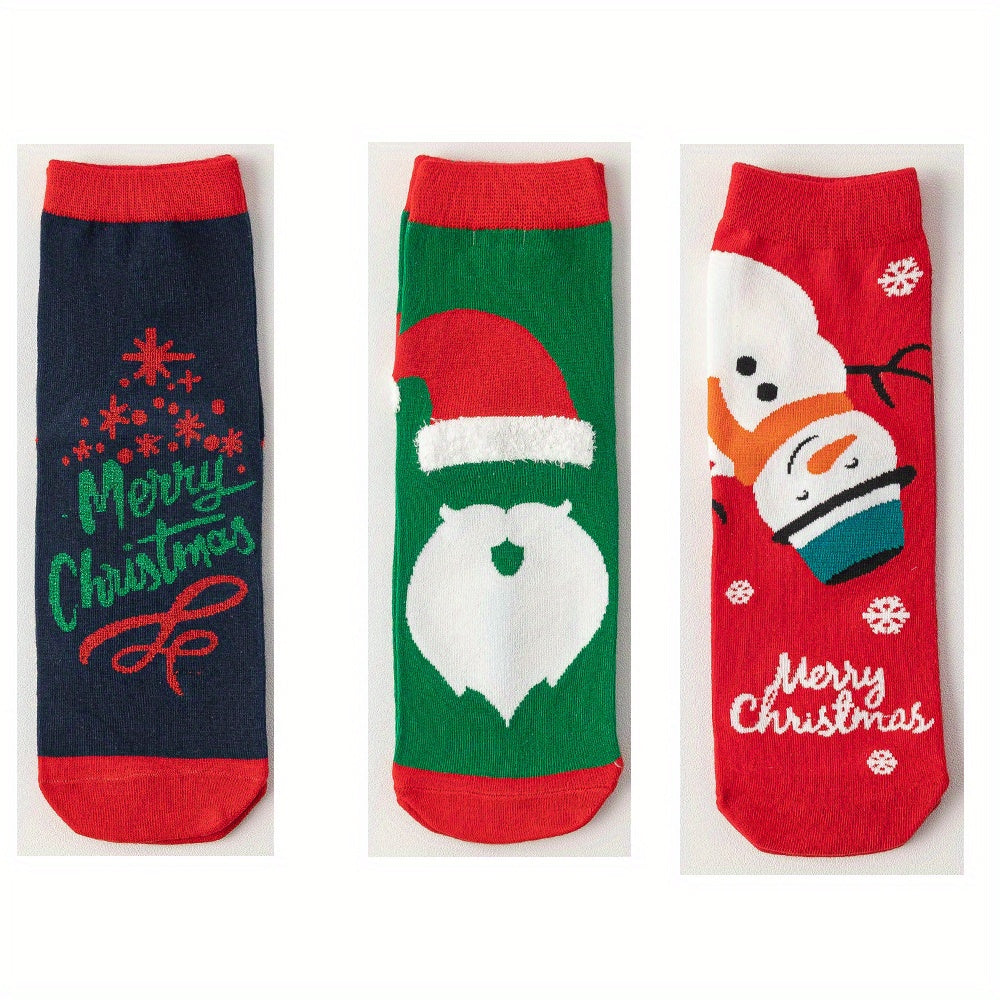 3 Pairs Girls Kids Christmas Socks Cartoon Pattern Crew Socks Children s Socks