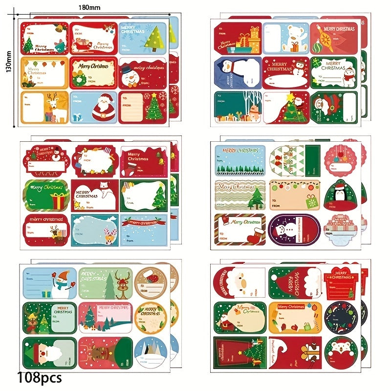 108pcs Christmas Stickers Gift Sealing Stickers Party Decoration Stickers