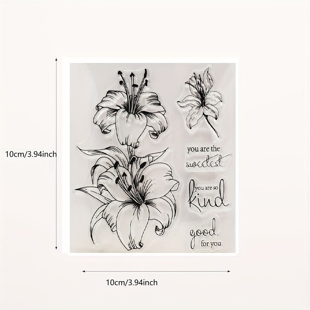 1pc Lily Flower Clear Stamps Transparent Stamp DIY Craft Making Greeting Card