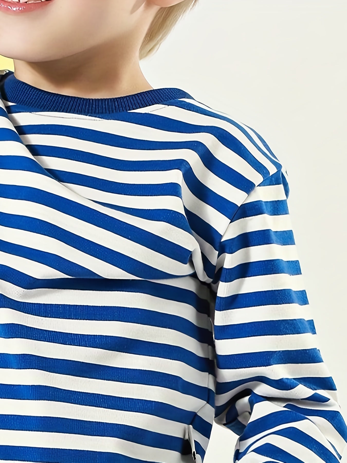Boys Striped Pullover Sweatshirt Long Sleeve Crew Neck Tops