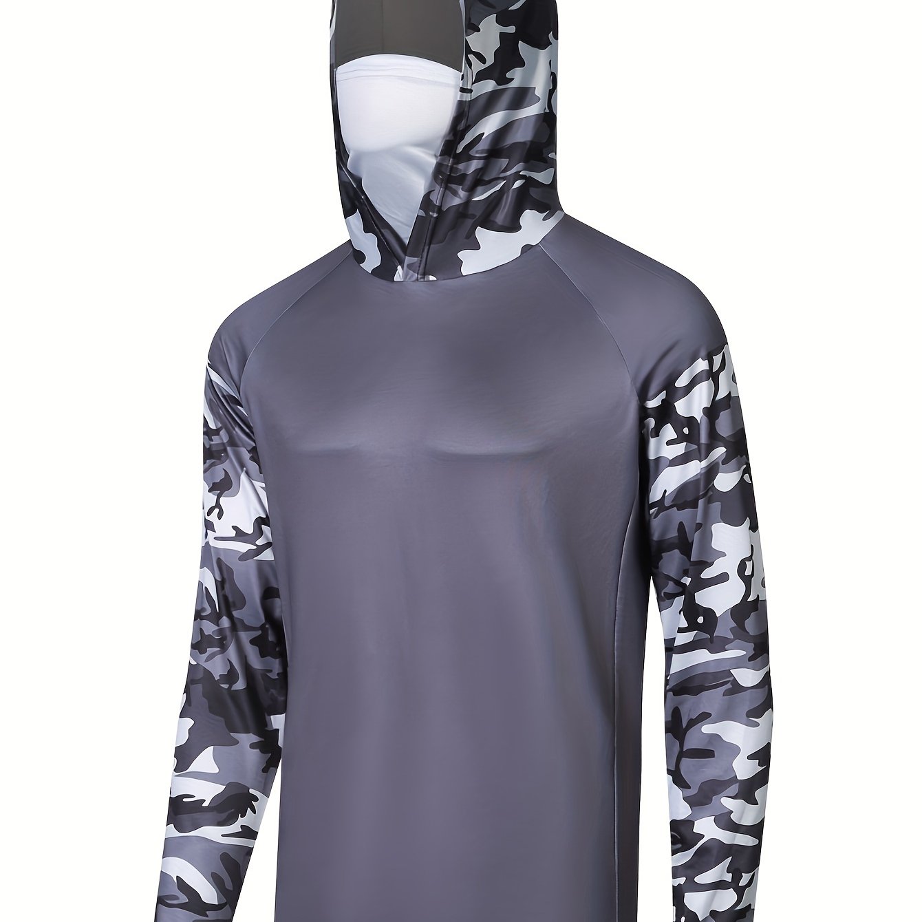 Men's Camo UPF 50 Sun Hoodie w/ Mask Long Sleeve Quick Dry Top
