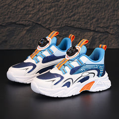Boy's Block Basketball Shoes with Rotating Buckle Non Slip Sneakers