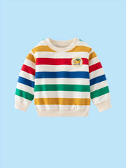 Boys Rainbow Dino Print Pullover Sweatshirt