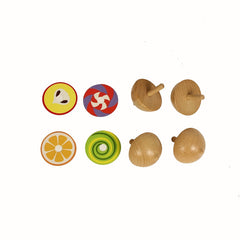 4pcs Wooden Spinning Top Gyroscope Fruit Spin Top Educational Toy