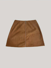 High Waist Corduroy Mini Skirt Zip Front Fall Winter Casual Women's Clothing