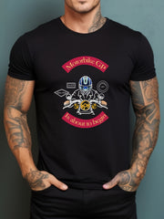 Forest Motorcycle Rider Print Men's Graphic Crew Neck Active T-shirt