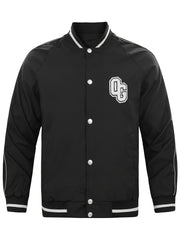 Bottom Stripe Varsity Jacket Men's Casual Baseball Collar Button Up Jacket