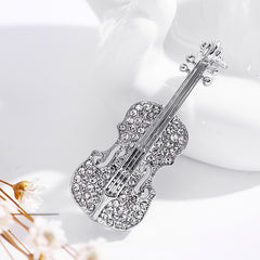 Violin Diamond Brooch For Girls Jewelry