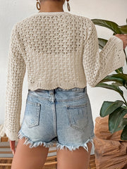 Casual Cardigan Women's Plus Solid Hollow Out Long Sleeve
