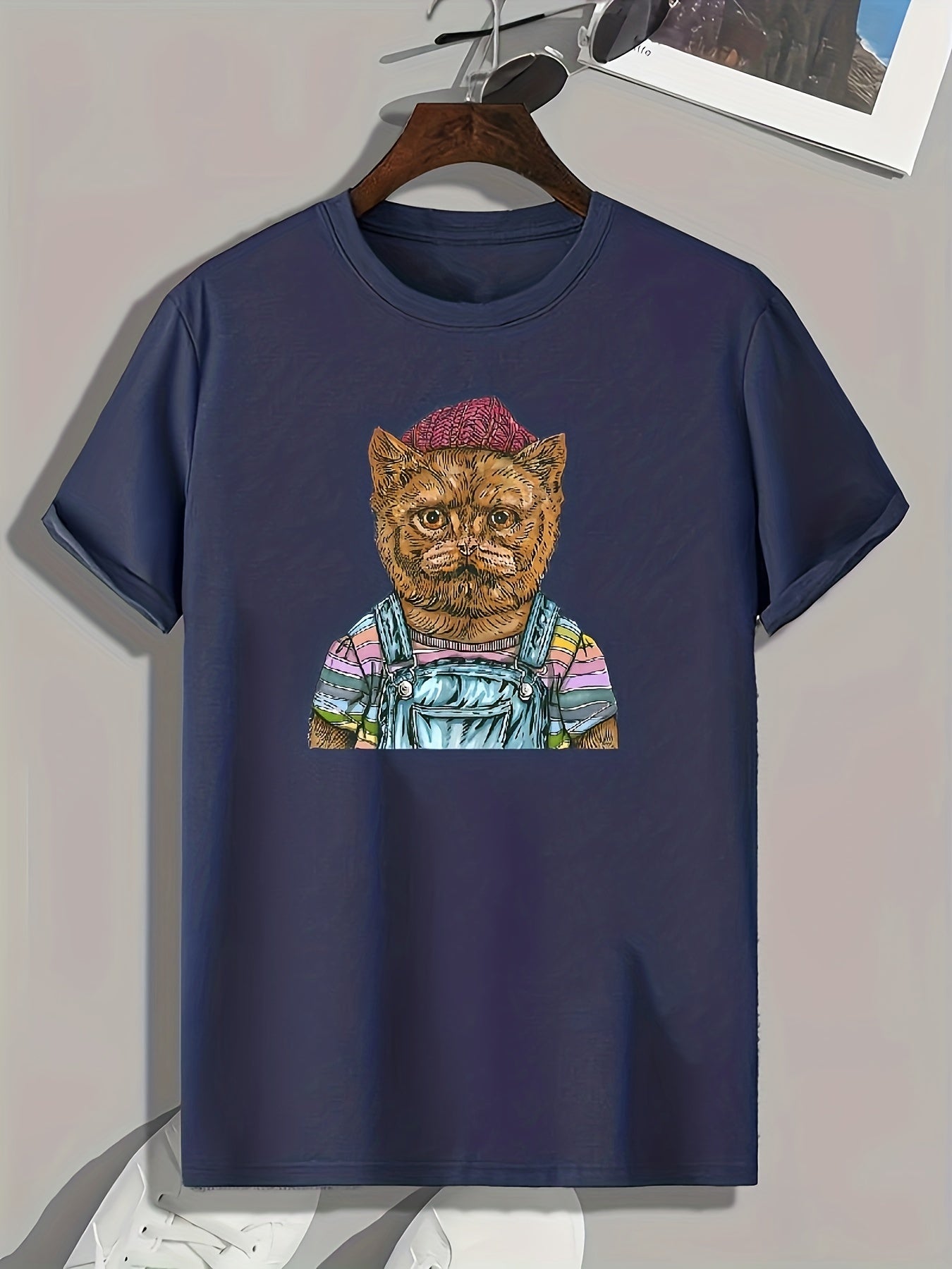 Bear Print Men's Graphic T-shirt Casual Comfy Tees for Summer