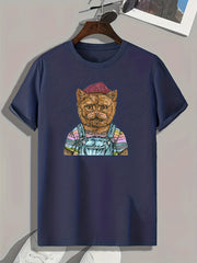 Bear Print Men's Graphic T-shirt Casual Comfy Tees for Summer