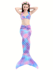 Girl's Mermaid Swimsuit 3pcs Halter Bikini & Mermaid Tail