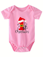 Newborn Romper Infant Baby Short Sleeve Bodysuit Christmas Outfit