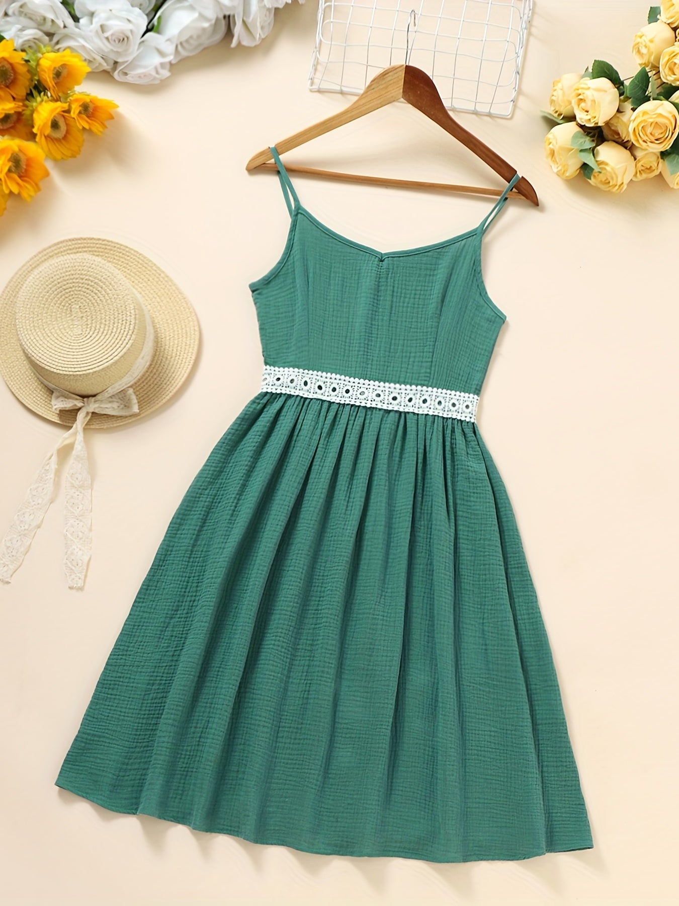 Cotton Lace Suspender Dresses Set for Mother and Daughter