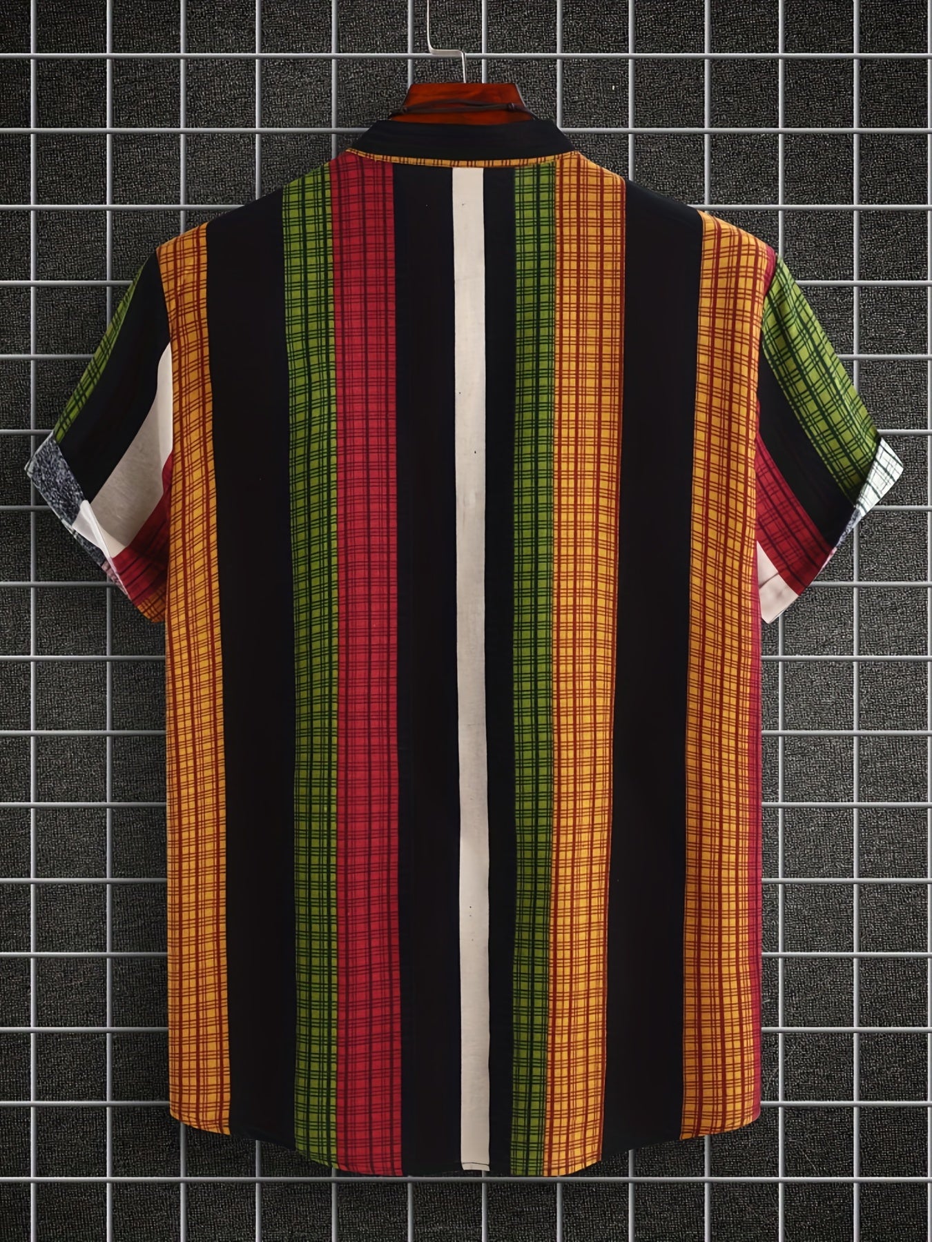 Ethnic Stripe Print Men s Casual Short Sleeve Shirt Summer Vacation Resort Tops