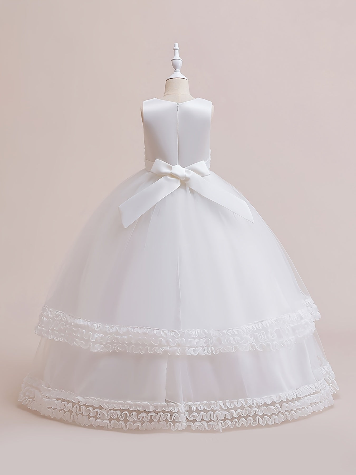 Girls Sleeveless Puffy Princess Dress Lace Trim Tulle Tutu Dress
