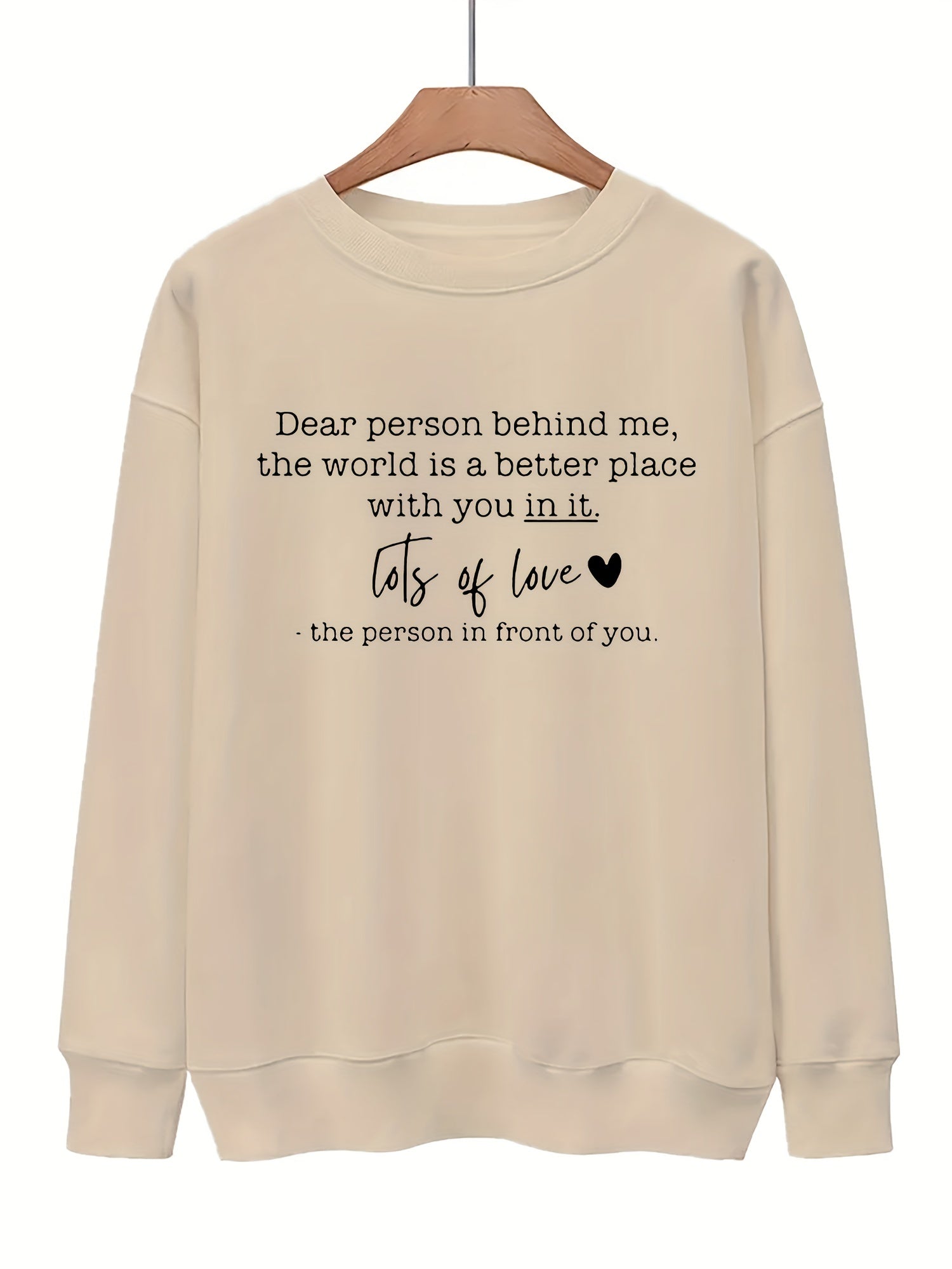 Letter Print Pullover Sweatshirt Casual Loose Drop Shoulder Sweatshirt