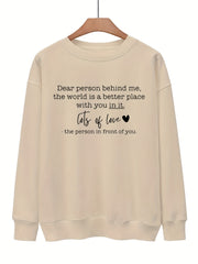 Letter Print Pullover Sweatshirt Casual Loose Drop Shoulder Sweatshirt
