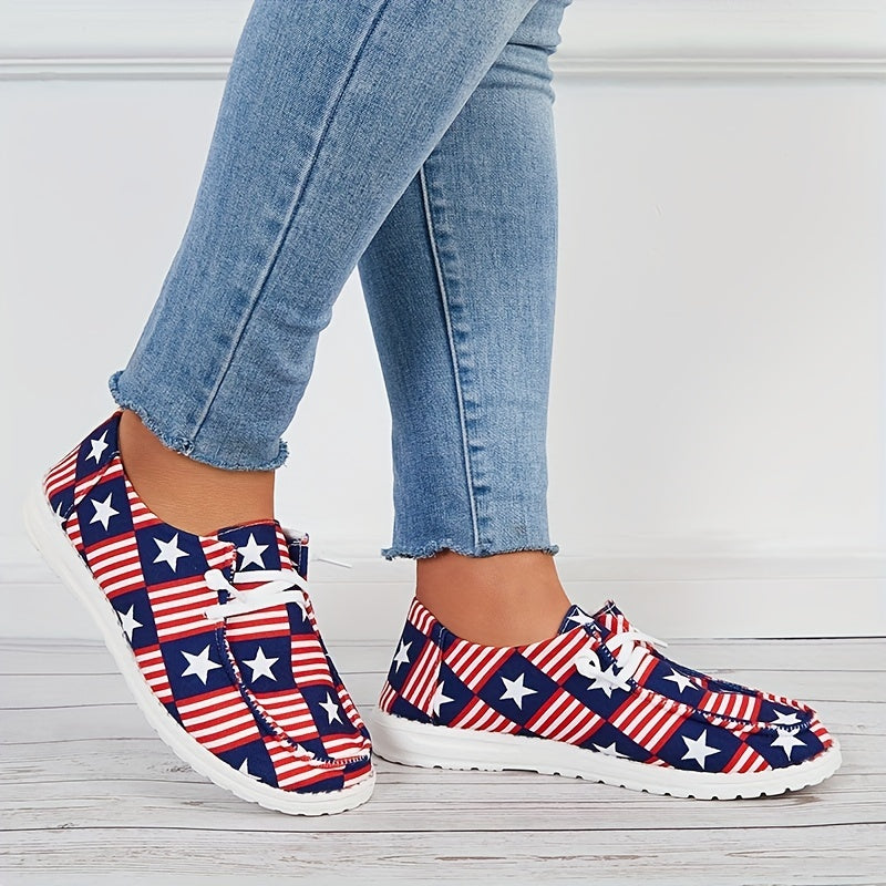 Women's Star Spangled Printed Lazy Shoes Lightweight Low Top