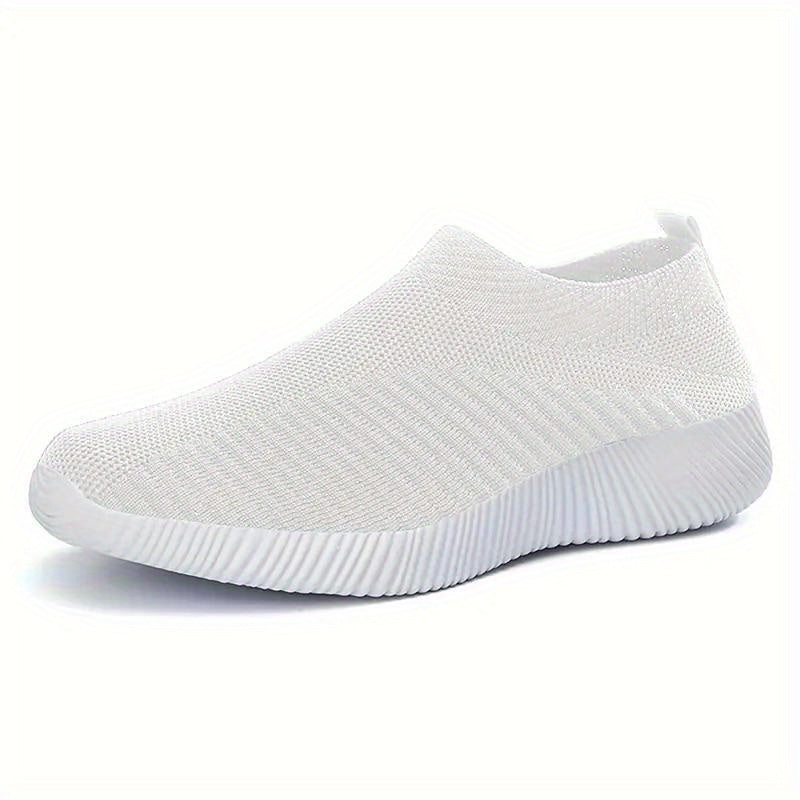 Women's Mesh Sneakers Flying Woven Walking Shoes Slip on Flats