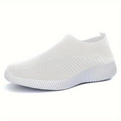 Women's Mesh Sneakers Flying Woven Walking Shoes Slip on Flats