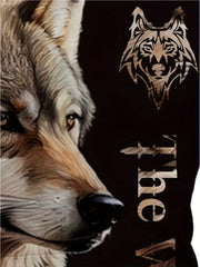 Wolf Print Hoodie Graphic Sweatshirt Mens Hooded Pullover