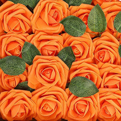 25pcs Vibrant Artificial Orange Roses for DIY Wedding Bouquets & Decor