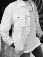 Men's Button Lapel Collar Long Sleeve Jacket
