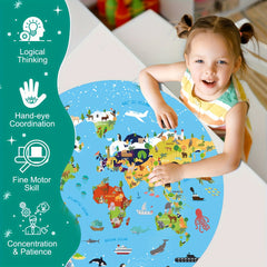 Animal Floor Puzzle - Educational Round with Vibrant Patterns