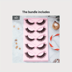 Fluffy Cat Eye Lashes 5 Pairs Wispy Faux Mink Eyelashes