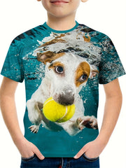 3D Print Dog Under Water Boy's T-shirt