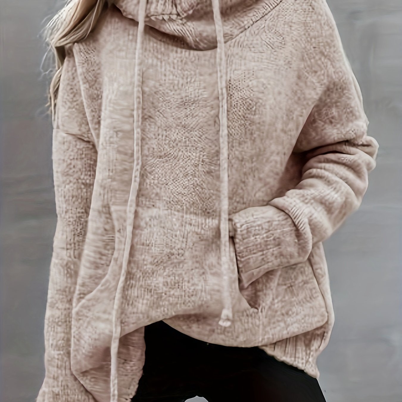 Solid Cowl Neck Jumper with Pockets