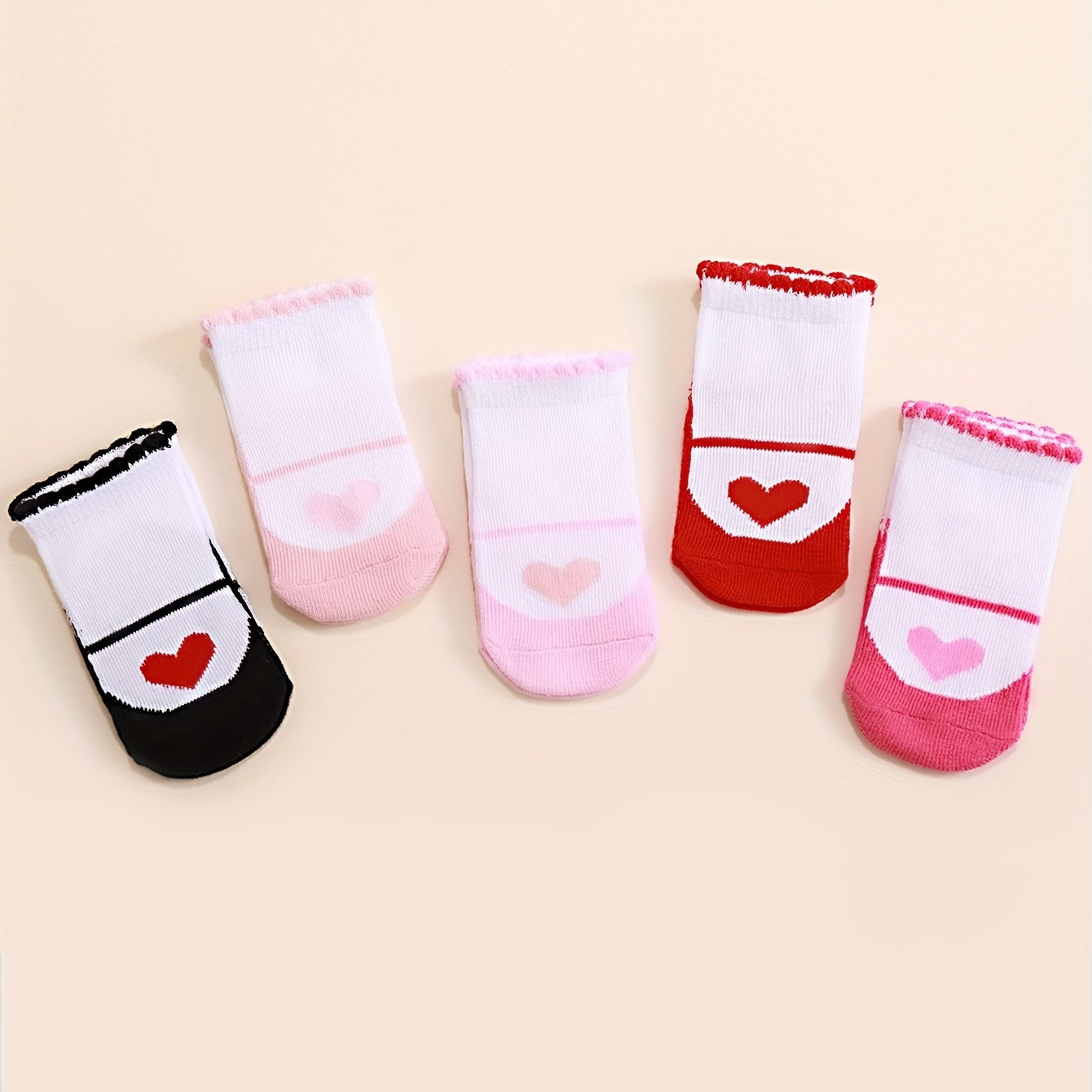 5 Pairs Baby Love Pattern Socks for Toddlers 0-12 Months