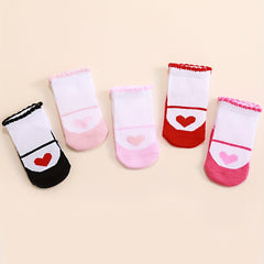 5 Pairs Baby Love Pattern Socks for Toddlers 0-12 Months
