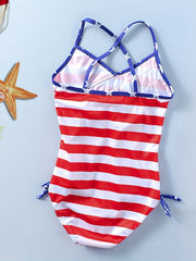 4th Of July Girls Swimsuit Striped Swimwear