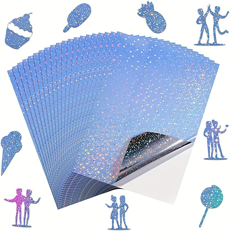 5pcs Holographic Flash Sticker Diffuse Waterproof Spot Rainbow Star A4 Vinyl