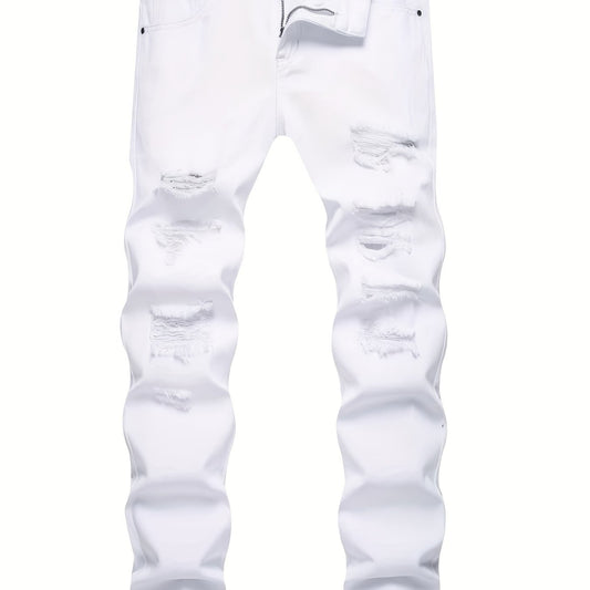 Men's Slim Fit Ripped Jeans Casual Stretch Denim Pants