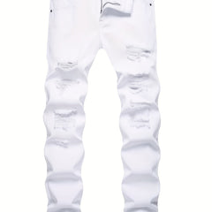 Men's Slim Fit Ripped Jeans Casual Stretch Denim Pants