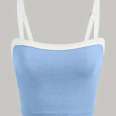 Sleeveless Block Cami Top Sexy Spaghetti Versatile