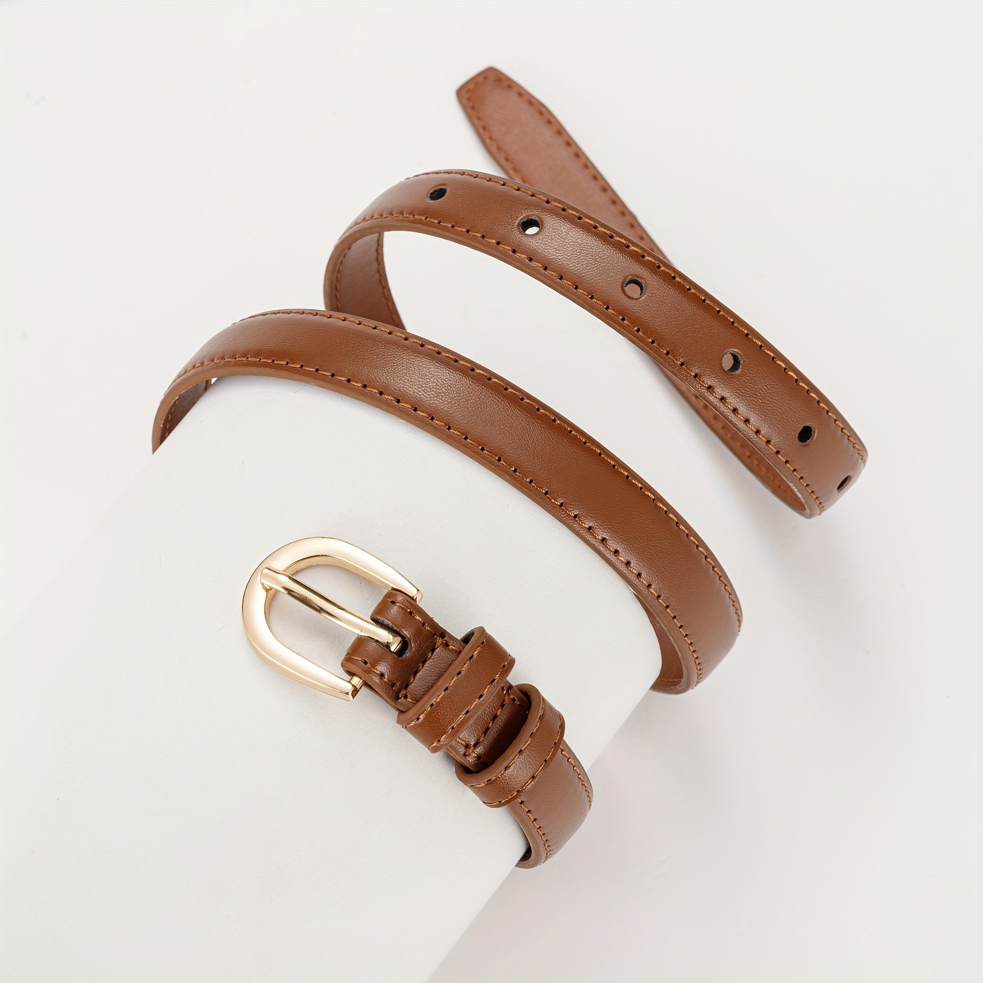 Kids PU Leather Belt with Half Oval Buckle Head